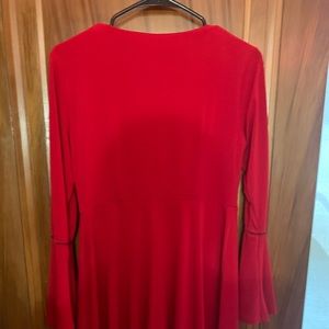 Red Skater Bell Sleeve Holiday Dress